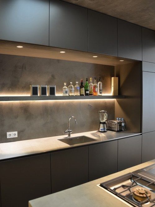 Materials for kitchen walls: concrete