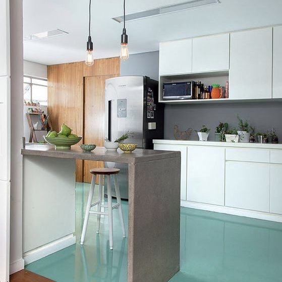 Kitchen wall materials: gray epoxy paint