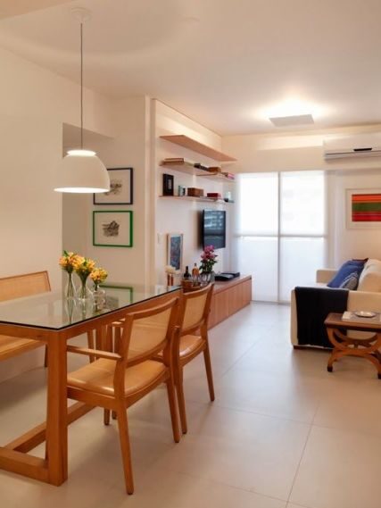 plain beige porcelain tiles on living room floor