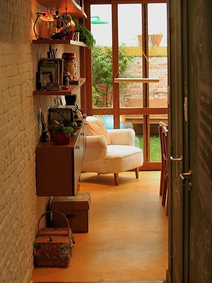 Pigment colored concrete living room floors - yellow