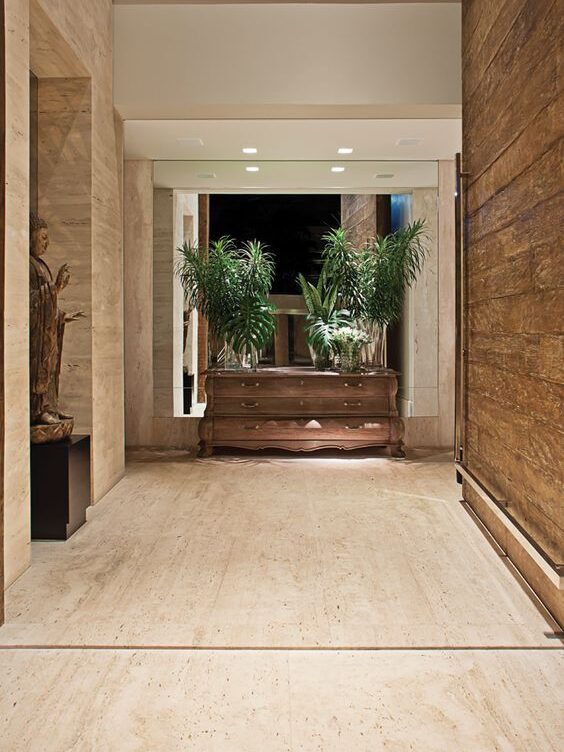 Travertine marble floor on living room