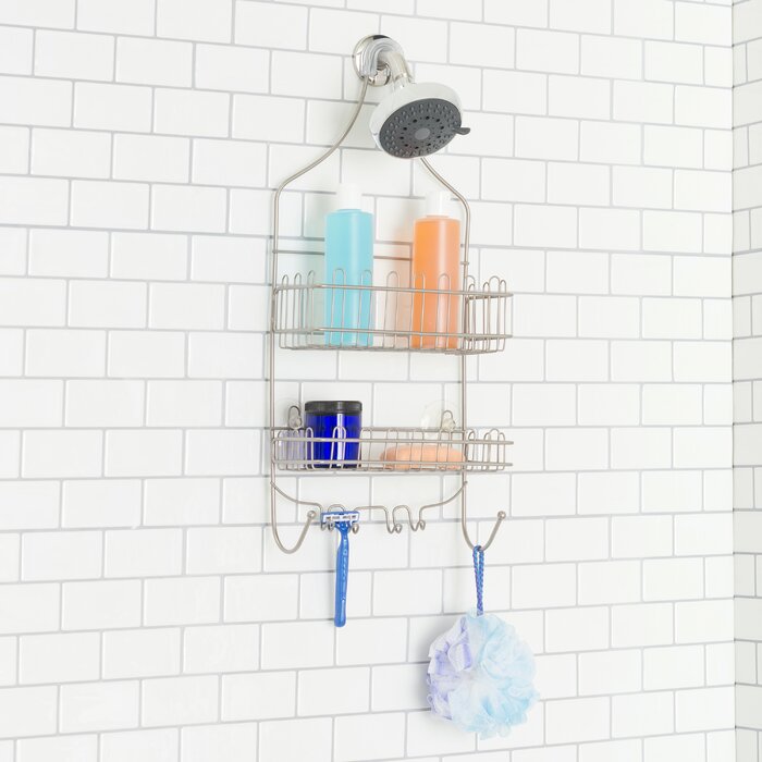 Types of bathroom caddies and shower shelves - hanging