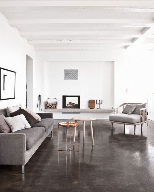 Polished Concrete Floor in Living Rooms, minimalist decoration and furniture