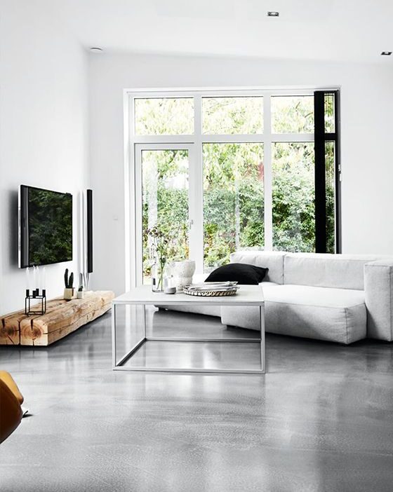 Polished Concrete Floor in Living Rooms, minimalist decoration and furniture