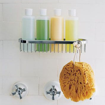 Types of bathroom caddies and shower shelves - screw mount