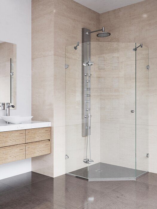 Corner shower glass hinged doors